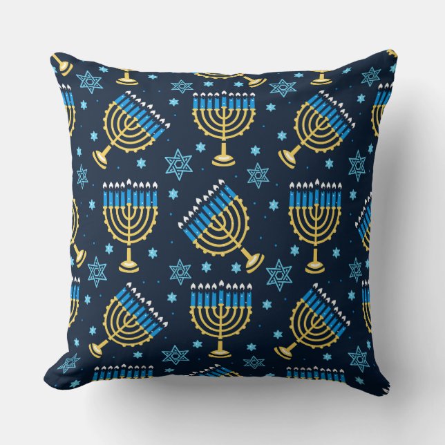 Menorahs och David Hanukkah Mönster Th Kudde (Framsida)