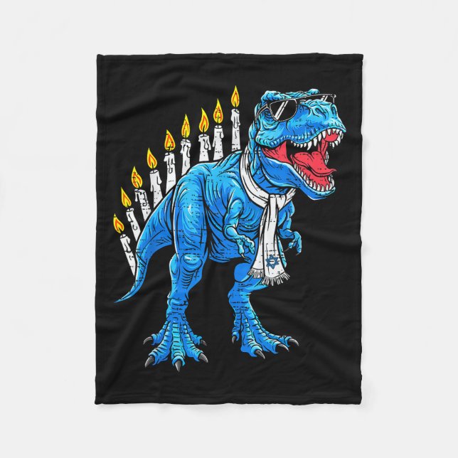 Menorasaurus Hanukkah T Rex Dinosaur Dino Chanukah Fleecefilt (Framsidan)