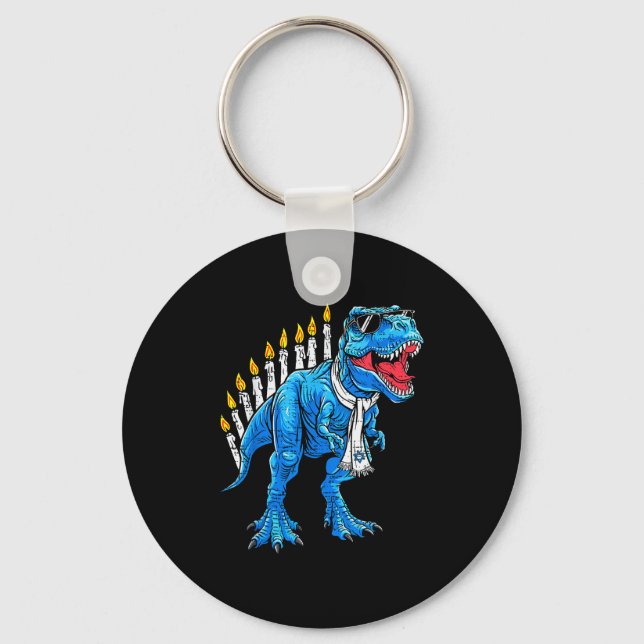 Menorasaurus Hanukkah T Rex Dinosaur Dino Chanukah Nyckelring (Framsida)