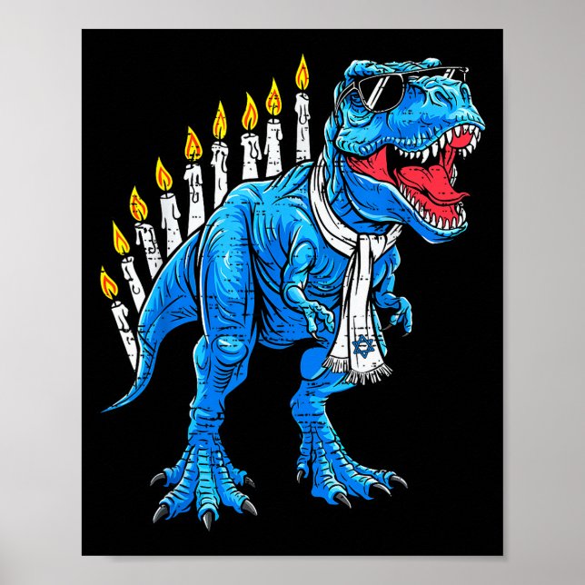 Menorasaurus Hanukkah T Rex Dinosaur Dino Chanukah Poster (Framsidan)
