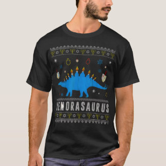 Menorasaurus Menorah Dinosaur Saurus Ugly Chanukah T Shirt