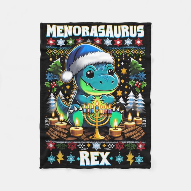 Menorasaurus Rex Dino Trex Fula Jultröjor  Fleecefilt (Framsidan)