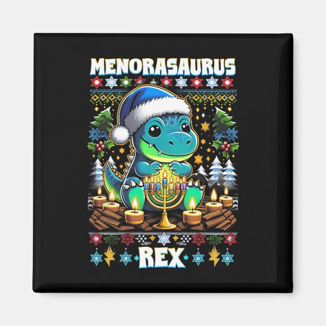 Menorasaurus Rex Dino Trex Fula Jultröjor  Magnet (Framsidan)