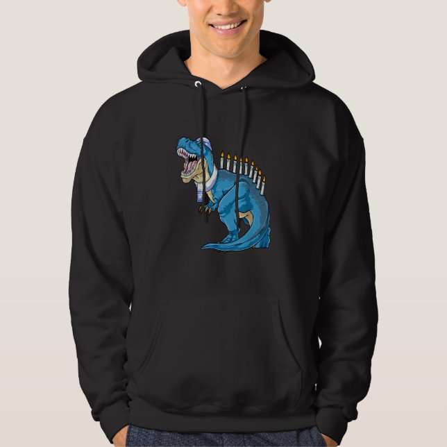 Menorasaurus Rex Dinosaur Happy Hanukkah Pjs Famil Hoodie (Framsida)