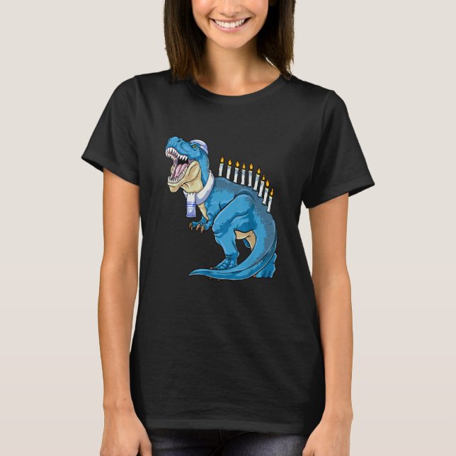 Menorasaurus Rex Dinosaur Happy Hanukkah Pjs Famil T Shirt (Framsida)