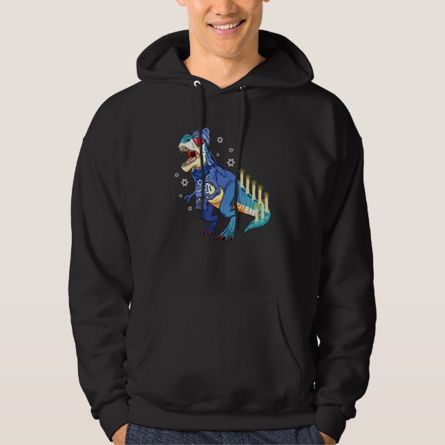 Menorasaurus Rex Dinosaur Menorah Hanukkah For Men Hoodie (Framsida)