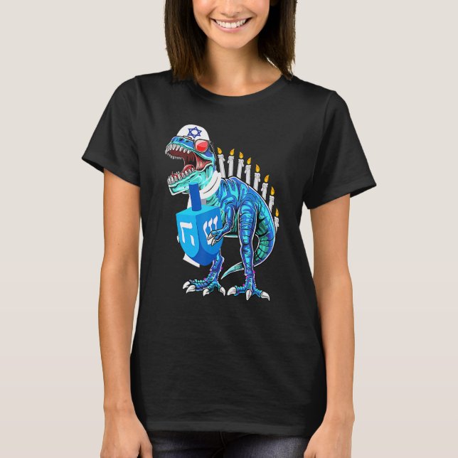 Menorasaurus Rex Dinosaur Rex Hanukkah För Pojkar  T Shirt (Framsida)