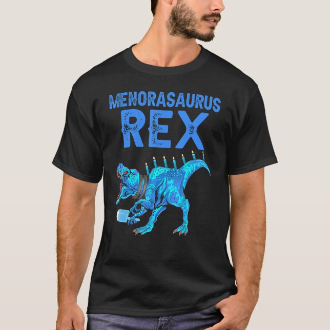 Menorasaurus Rex Dinosaur Rex Hanukkah Menora Pu T Shirt (Framsida)