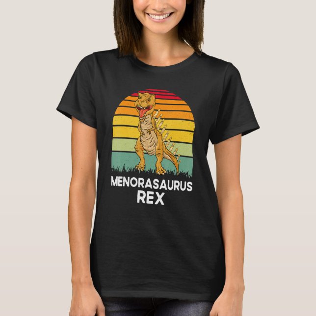Menorasaurus Rex  Dinosaur Rex Hanukkah Menora Pun T Shirt (Framsida)