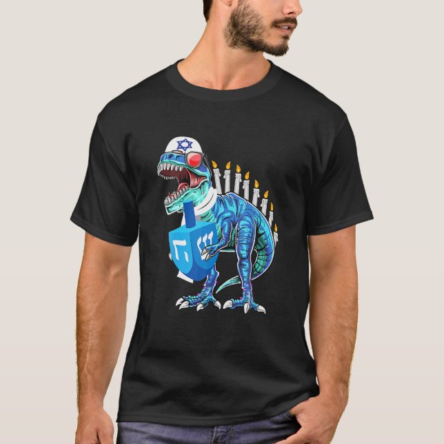 Menorasaurus Rex Dinosaur T - Rex Hanukkah för Shirt (Framsida)