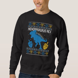 Menorasaurus Rex Dinosaur t Rex Hanukkah Menorah B Lång Ärmad Tröja