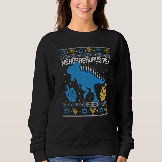 Menorasaurus Rex Dinosaur t Rex Hanukkah Menorah B T Shirt (Framsida)