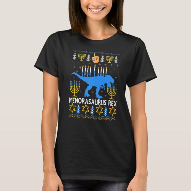 Menorasaurus Rex Judisk Chanukka Fula Hanukkah Vi T Shirt (Framsida)
