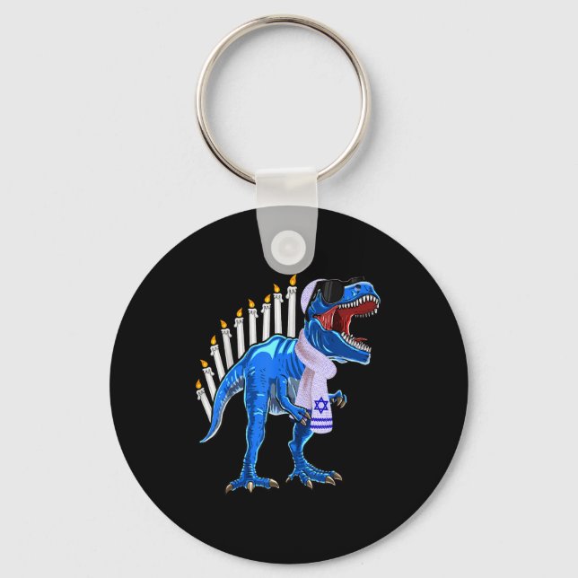 Menorasaurus Rex Shirt T Rex Dinosaur Hanukkah Gif Nyckelring (Framsida)