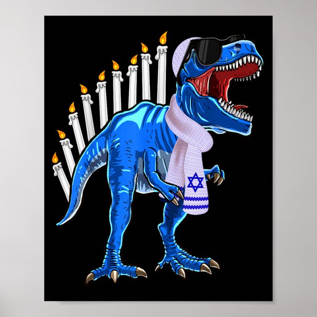Menorasaurus Rex Shirt T Rex Dinosaur Hanukkah Gif Poster (Framsidan)