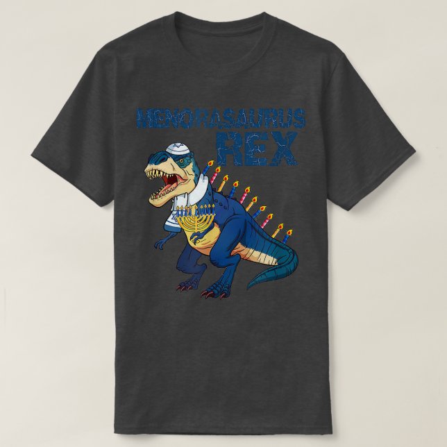 Menorasaurus Rex T Rex Dinosaur Hanukkah Chanukah Shirt (Design framsida)