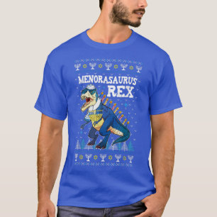 Menorasaurus Rex T Rex Menorah Ugly Hanukkah Chanu Shirt