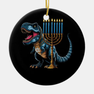Menorasaurus Rex Trex Dinosaur Hanukah Menorah Je Julgransprydnad Keramik