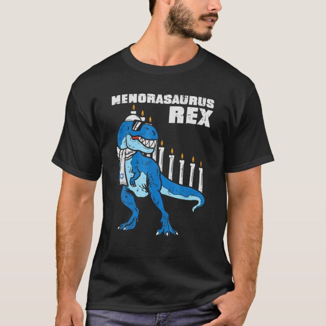 Menorasaurus Rex Trex Menorah Hanukkah Chanukah Je T Shirt (Framsida)