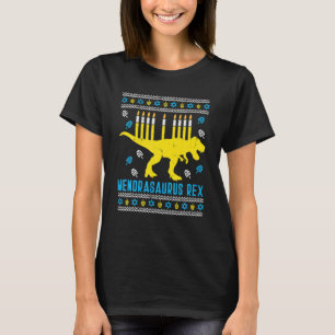 Menorasaurus Rex Trex Menorah Ugly Hanukkah T Shirt