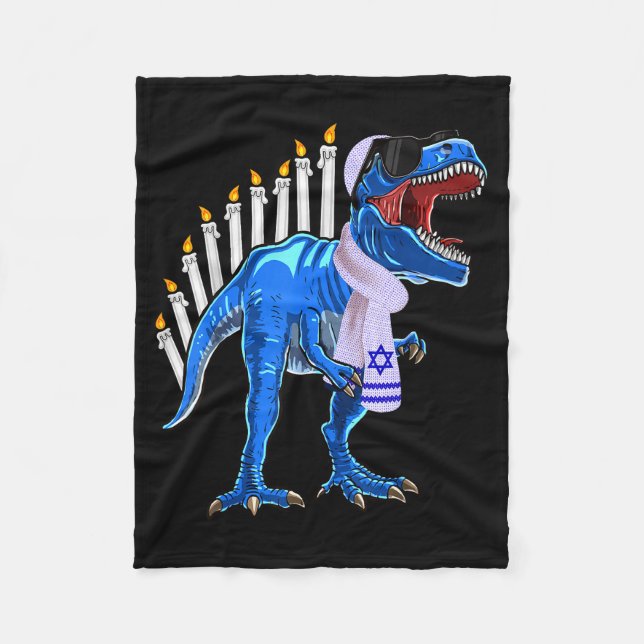 Menorasaurus Rex Tröja T Rex Dinosaurie Hanukkah G Fleecefilt (Framsidan)