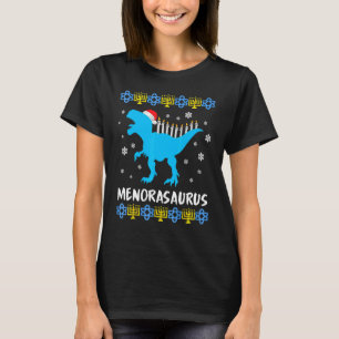Menorasaurus Rex Ugly Hanukkah Sweater Dinosaur Re T Shirt