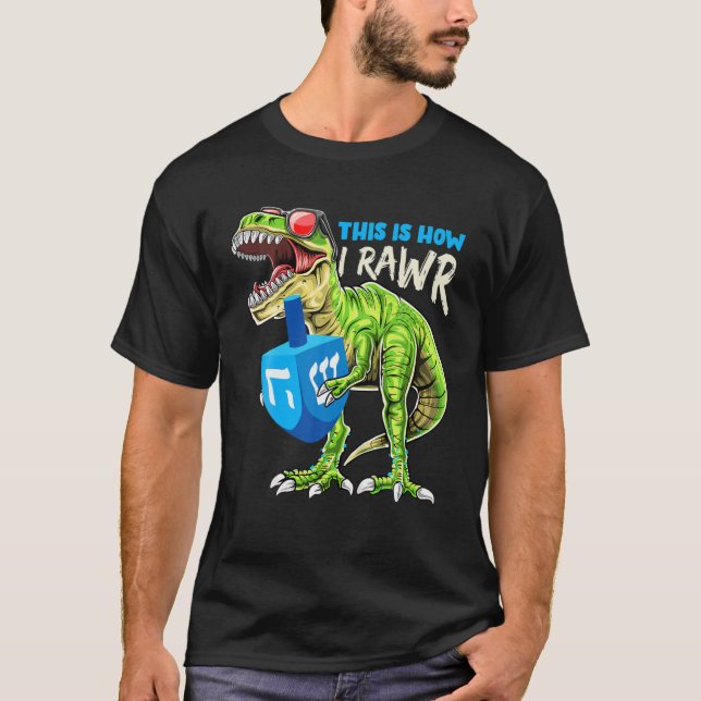 Menorasaurus Så här rullar jag Dinosaur Hanukkah G T Shirt (Framsida)