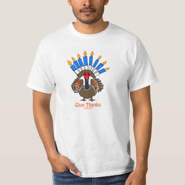 MENORASKJORTA FÖR THANKSGIVUAKKAH THANKSANUKAH TEE SHIRT (Framsida)