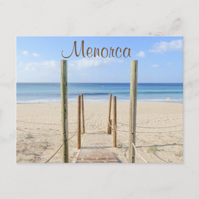 Menorca Boardpromenad till Beach Postcard Vykort (Framsida)