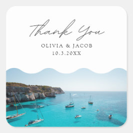 Menorca Spain Photo Wedding Favor Tack Fyrkantigt Klistermärke