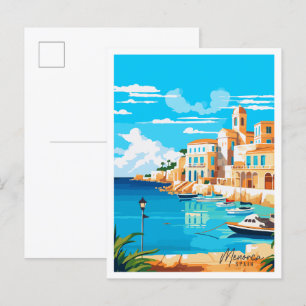 Menorca Spain vintage resor illustration Vykort