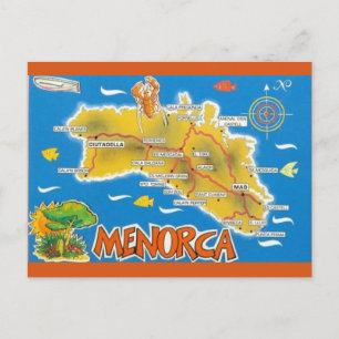 Menorca Spanien Illustrerad Vykort