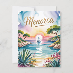 Menorca vattenfärg vykort