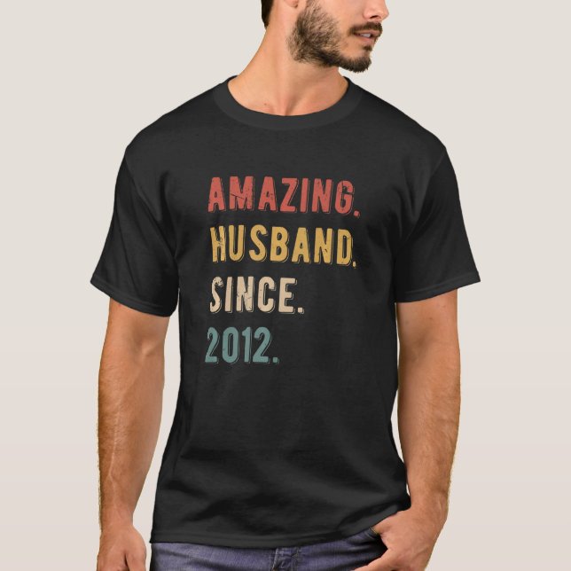 Mens 11th Wedding Anniversary - Amazing Husband Si T Shirt (Framsida)