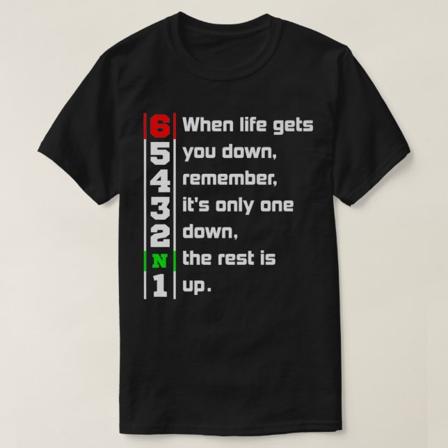 Mens 1 Down 6 Up Motorcycle drag racing  T Shirt (Design framsida)