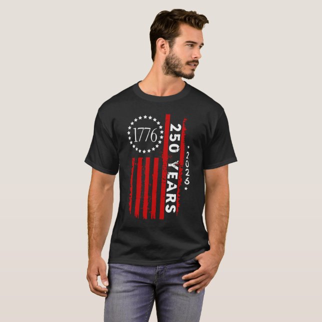 Mens 250th Anniversary America  T Shirt (Hel framsida)