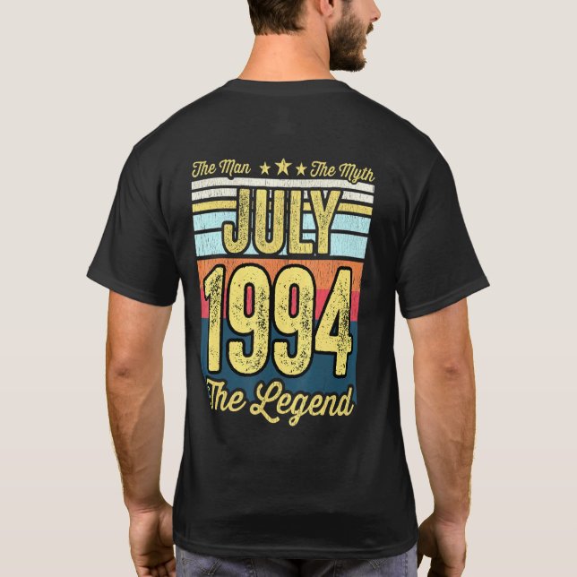 Mens 27th Birthday The Man The Myth The Legend Jul T Shirt (Baksida)