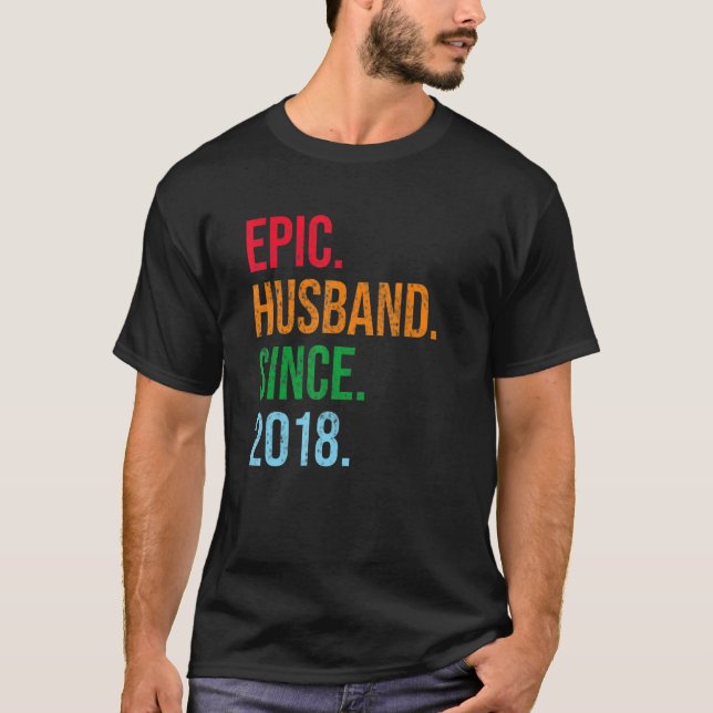 Mens 5th Wedding Anniversary Ideas Epic Husband Si T Shirt (Framsida)