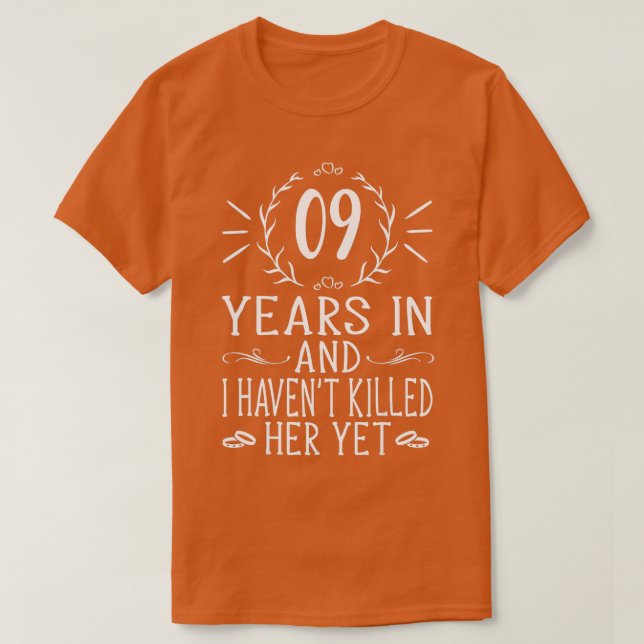 Mens 9th Wedding Anniversary Gifts For Him  9 Year T Shirt (Design framsida)