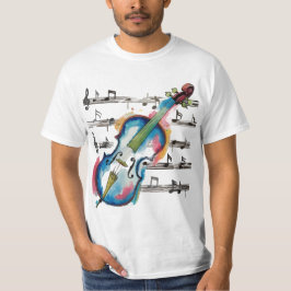 Men's affordable watercolor violin t shirt