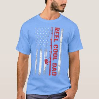 Mens American Flag Fishing Reel Cool Dad Fathers D T Shirt