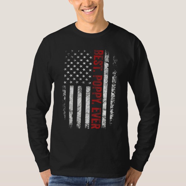 Mens American Flag Grandpa   Best Poppy Ever Fathe T Shirt (Framsida)