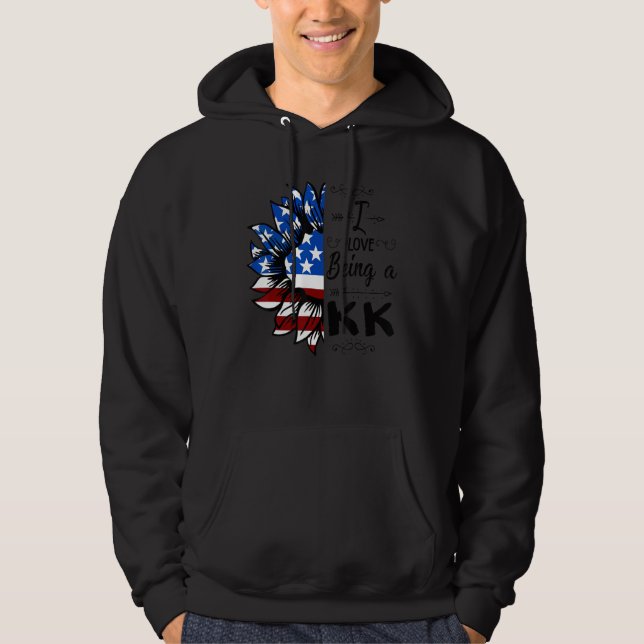 Mens American Flag Sunflower I Love Being A Kk Hoodie (Framsida)