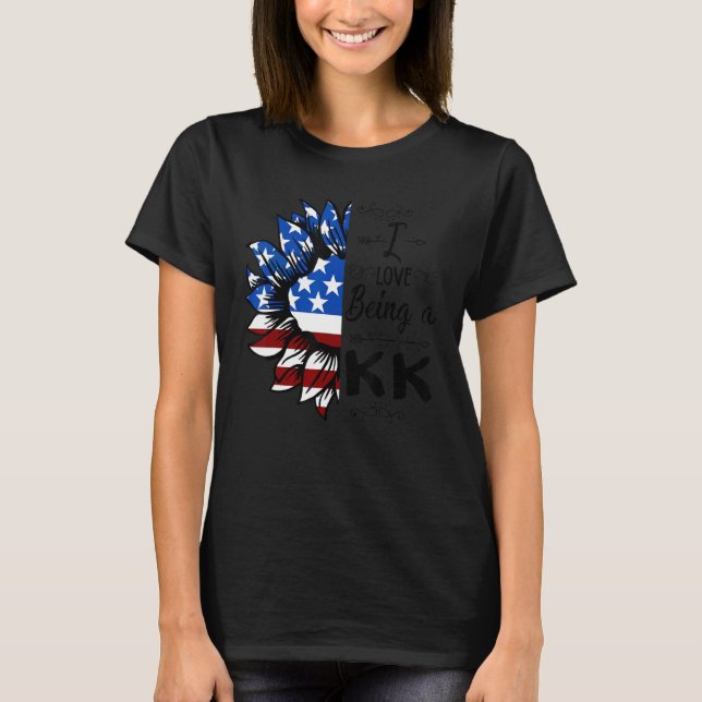 Mens American Flag Sunflower I Love Being A Kk T Shirt (Framsida)