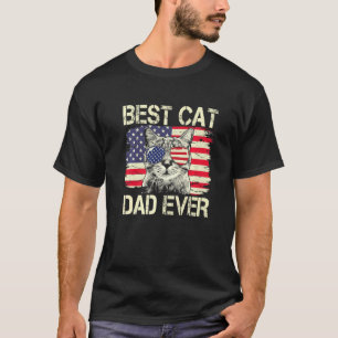 Mens Amerikanska Flaggan Bästa Kattpappa Någonsin  T Shirt