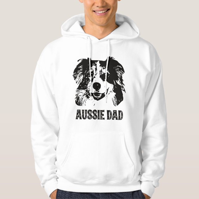 Mens Aussie Pappa - Australian Shepherd Hundpappa Hoodie (Framsida)