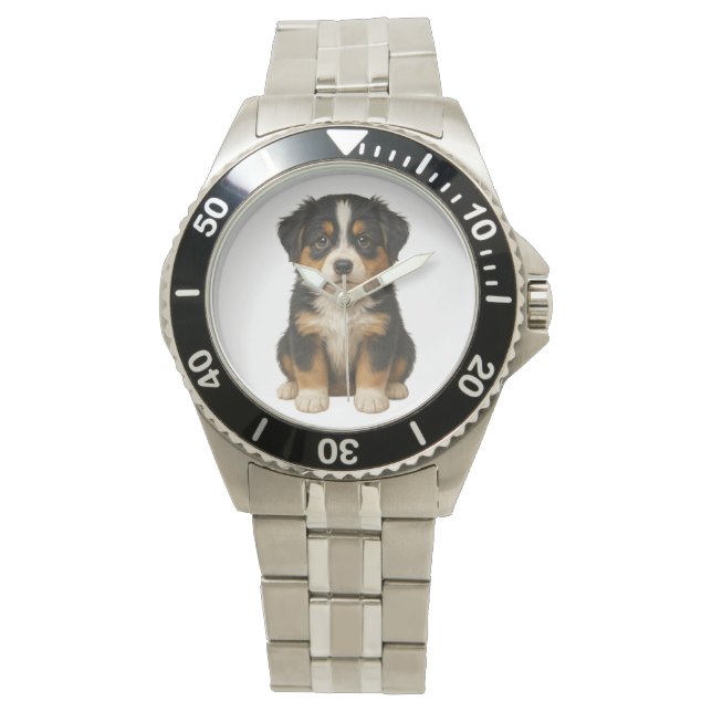 Men's Australian Shepherd SS Bracelet Watch Armbandsur (Framsida)