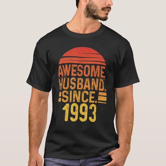 Mens Awesome Husband since 1993 Wedding Anniversar T Shirt (Framsida)