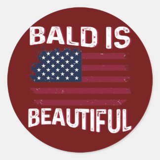 Mens Bald is beautiful Patriotic American USA Runt Klistermärke