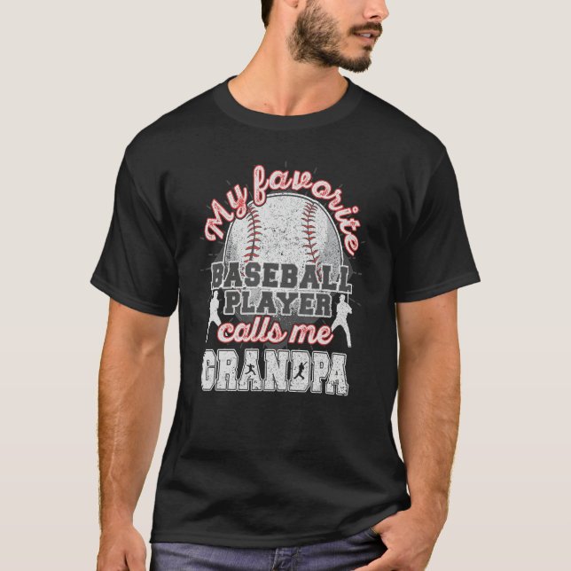 Mens Baseball Grandpa Favorite Baseball Player Cal T Shirt (Framsida)